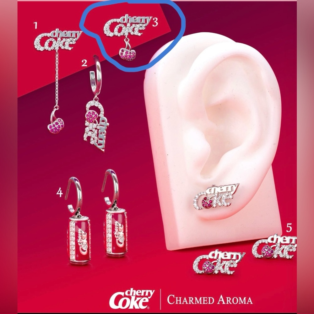 Charmed Aroma Cherry Coke Sterling Silver Earrings NWT